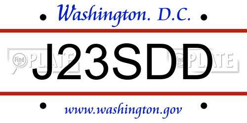 J23SDD District Of Columbia License Plate