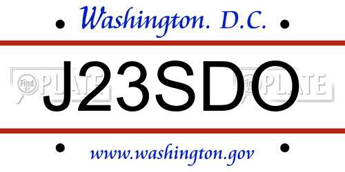 J23SDO District Of Columbia License Plate