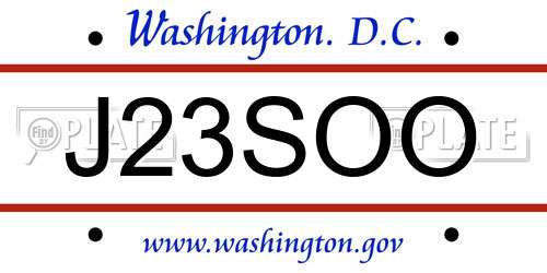 J23SOO District Of Columbia License Plate