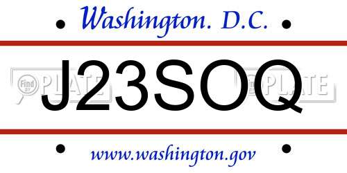J23SOQ District Of Columbia License Plate