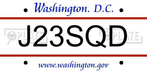 J23SQD District Of Columbia License Plate