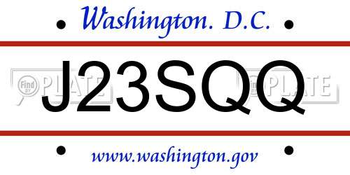 J23SQQ District Of Columbia License Plate