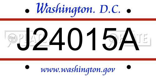 J24015A District Of Columbia License Plate