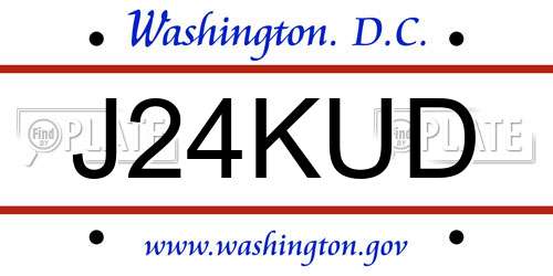 J24KUD District Of Columbia License Plate