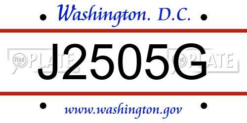 J2505G District Of Columbia License Plate