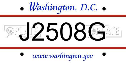 J2508G District Of Columbia License Plate