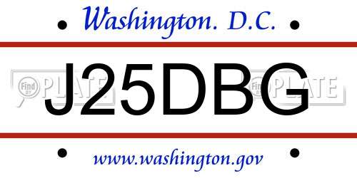 J25DBG District Of Columbia License Plate