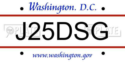 J25DSG District Of Columbia License Plate