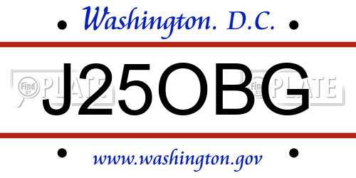 J25OBG District Of Columbia License Plate