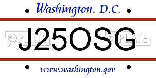 J25OSG District Of Columbia License Plate
