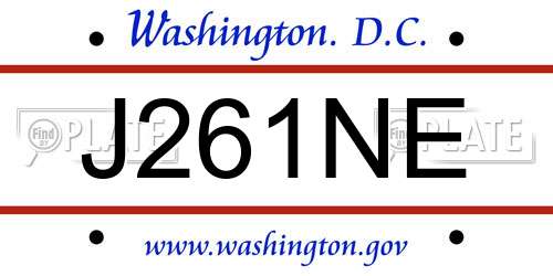 J261NE District Of Columbia License Plate