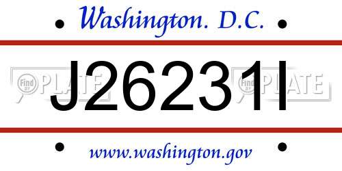 J26231I District Of Columbia License Plate