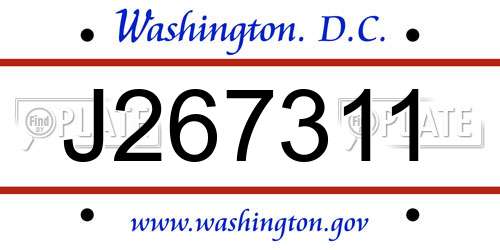 J267311 District Of Columbia License Plate