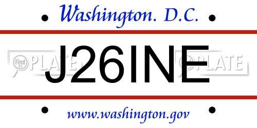 J26INE District Of Columbia License Plate