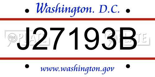 J27193B District Of Columbia License Plate
