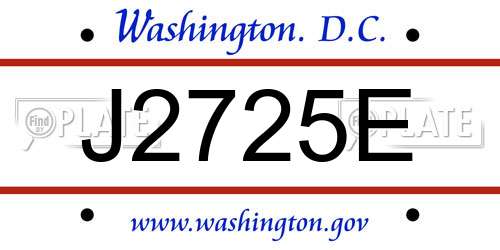 J2725E District Of Columbia License Plate