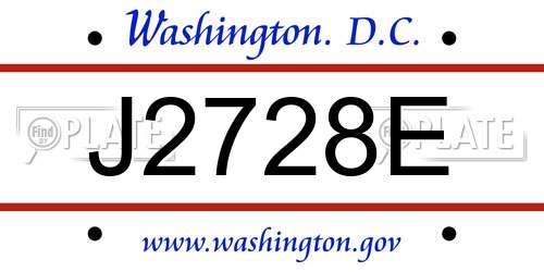 J2728E District Of Columbia License Plate