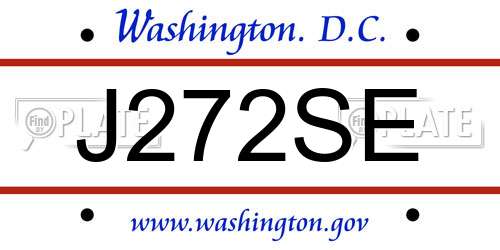 J272SE District Of Columbia License Plate