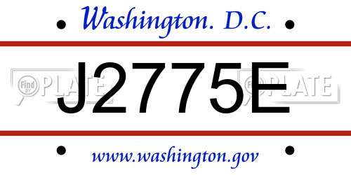 J2775E District Of Columbia License Plate