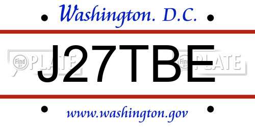 J27TBE District Of Columbia License Plate