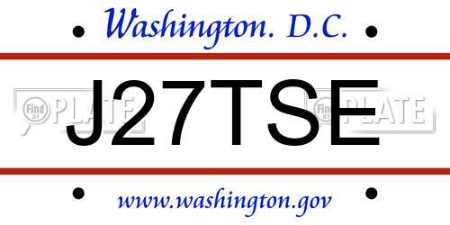 J27TSE District Of Columbia License Plate