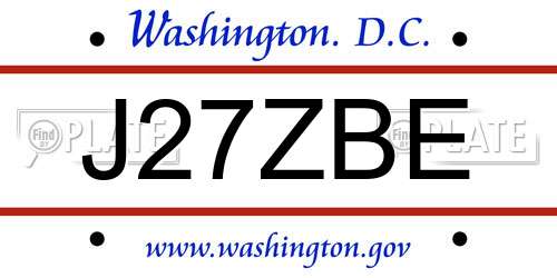 J27ZBE District Of Columbia License Plate
