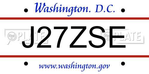 J27ZSE District Of Columbia License Plate