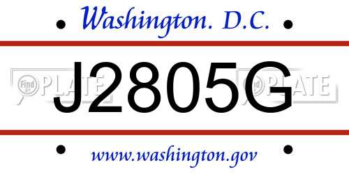 J2805G District Of Columbia License Plate