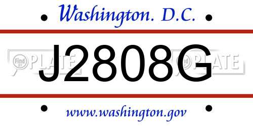 J2808G District Of Columbia License Plate
