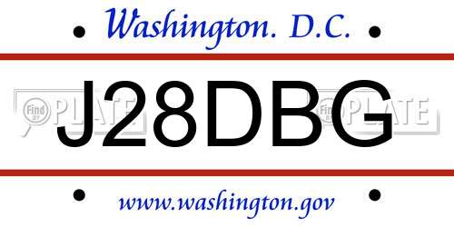 J28DBG District Of Columbia License Plate