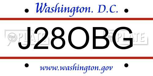 J28OBG District Of Columbia License Plate