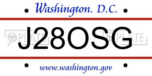 J28OSG District Of Columbia License Plate