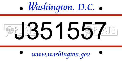 J351557 District Of Columbia License Plate