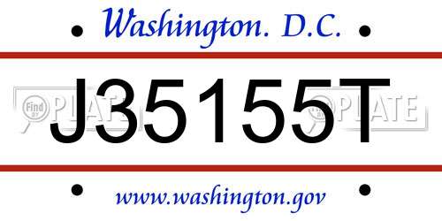 J35155T District Of Columbia License Plate