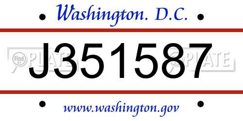 J351587 District Of Columbia License Plate
