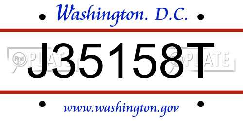 J35158T District Of Columbia License Plate