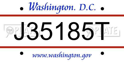 J35185T District Of Columbia License Plate