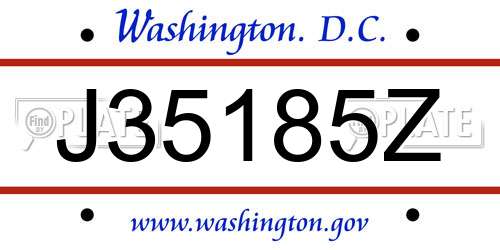 J35185Z District Of Columbia License Plate