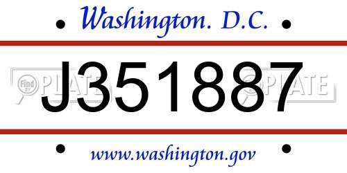 J351887 District Of Columbia License Plate