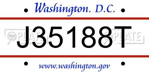 J35188T District Of Columbia License Plate