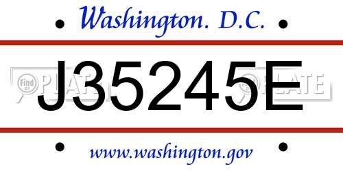 J35245E District Of Columbia License Plate