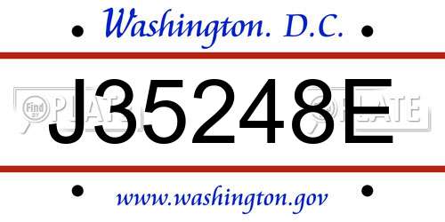 J35248E District Of Columbia License Plate