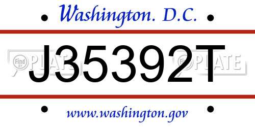 J35392T District Of Columbia License Plate