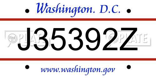 J35392Z District Of Columbia License Plate