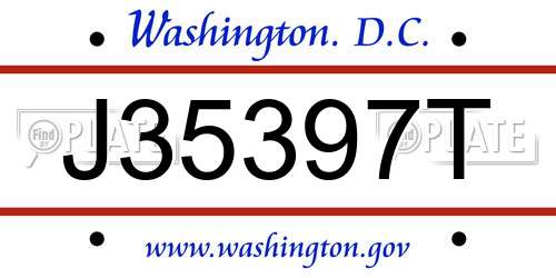 J35397T District Of Columbia License Plate