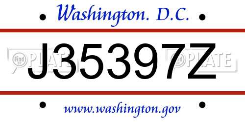 J35397Z District Of Columbia License Plate