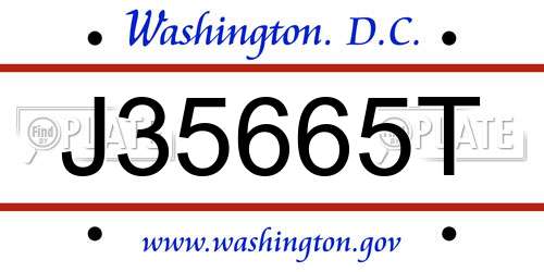 J35665T District Of Columbia License Plate