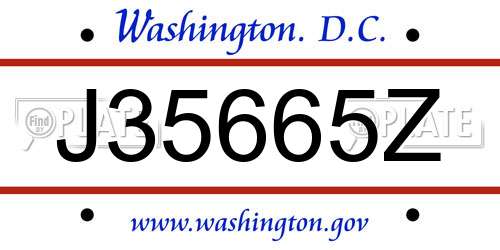 J35665Z District Of Columbia License Plate