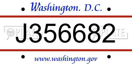 J356682 District Of Columbia License Plate