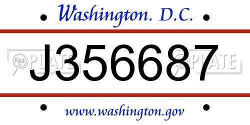 J356687 District Of Columbia License Plate